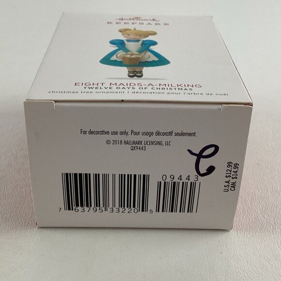 Hallmark Keepsake Tree Ornament Twelve Days Of Christmas Eight Maids A Milking - Picture 5 of 6